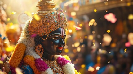 A captivating photo of a festival celebrating Lord Perumal with vibrant decorations