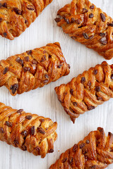 Homemade Maple Pecan Danish Pastry, top view. Flat lay, overhead, from above.