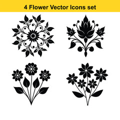 Vintage floral vector set with ornate leaf and branch elements