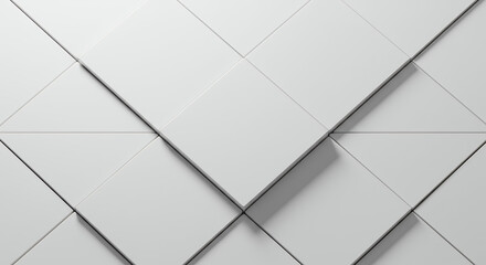 Geometric White Tiles: Abstract Diamond Pattern, Modern Texture Design & Minimalist Background for Creative Projects & Interior Visuals.
