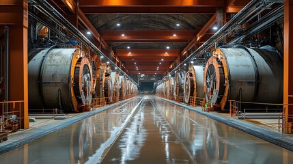 Fototapeta premium Potash Mining Operations Large Mining Equipment and Machines Extracting Potash from Underground Mines for Agricultural Fertilizer Production and Industrial Use