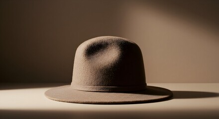Stylish Light Brown Wool Hat on Table with Elegant Lighting