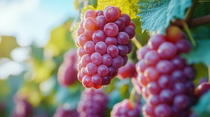 Fresh, plump grapes on vine