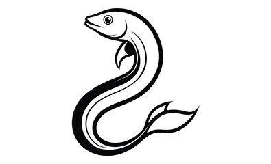 Illustration of a eel fish silhouette
