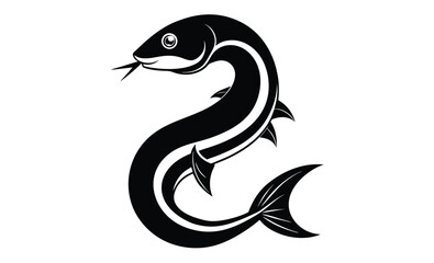 Illustration of a eel fish silhouette