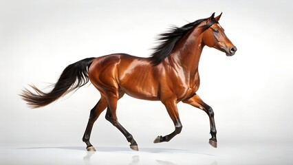 Fototapeta premium A graceful horse running with flowing mane and tail, representing beauty, power, and freedom in motion.