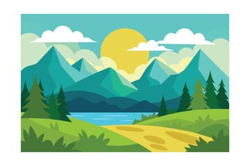 Obraz premium landscape with mountains and blue sky