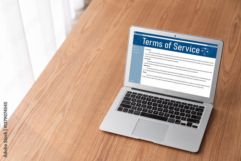 Poster online term of service conditions showing brisk rules and regulations in using the website on device