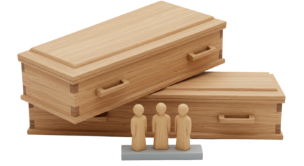 Isolated Wooden Caskets with Wooden Figurines
