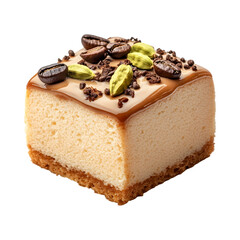 Coffee and Cardamom Sponge Cake with Chocolate Chips Isolated on Transparent Background