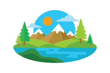 landscape with mountains and lake