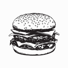 Delicious Hamburgers with Sesame Seed Buns image vector isolated on white background.