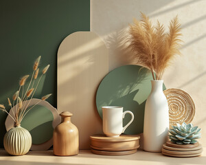 curated collection of home decor items in a minimalist setting