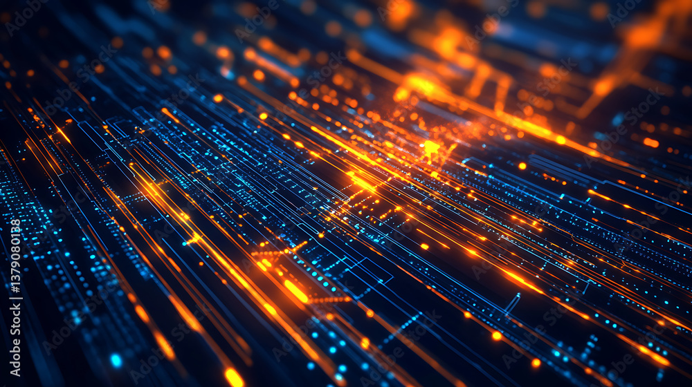 Aufkleber abstract business futuristic background with glowing lines, data technology