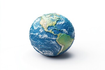 A textured 3D model of Earth, showcasing North and South America, oceans, and continents.