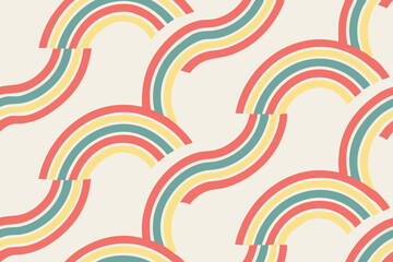 Abstract Retro Rainbow Arcs Pattern Seamless Design Background Texture
