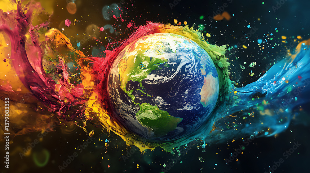 Canvas Prints planet earth in color splash