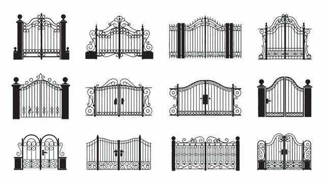 Wrought Iron Gate Silhouettes - Elegant Fence and Gate Collection