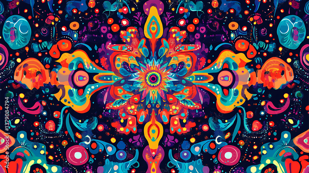 Aufkleber psychedelic abstract background cover banner design, retro 60s 70s pattern