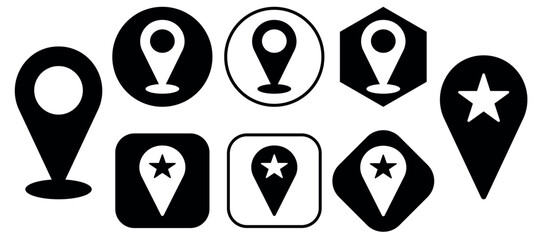 Location icon set. Map marker pointer icon set. GPS location symbol collection