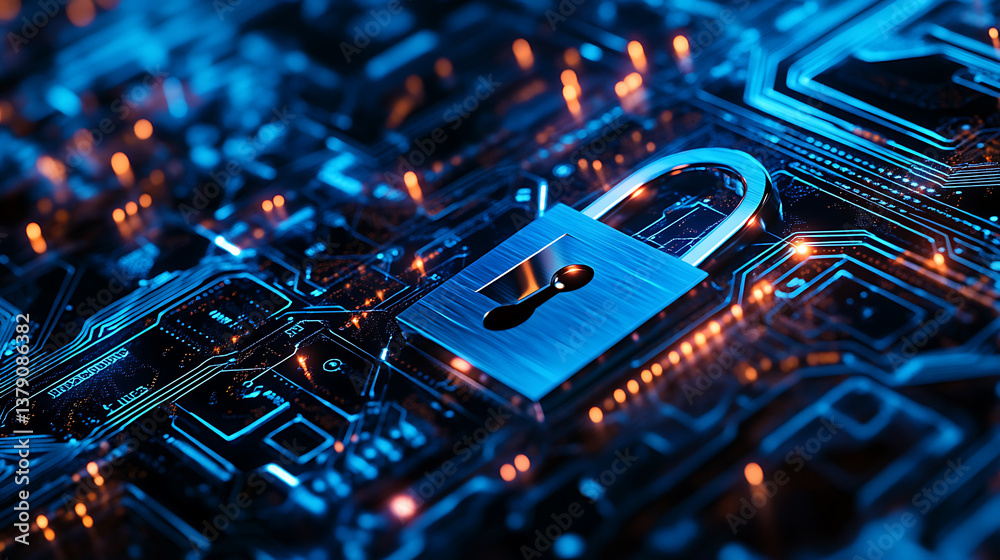 Aufkleber cyber security and information protection concept with empty place