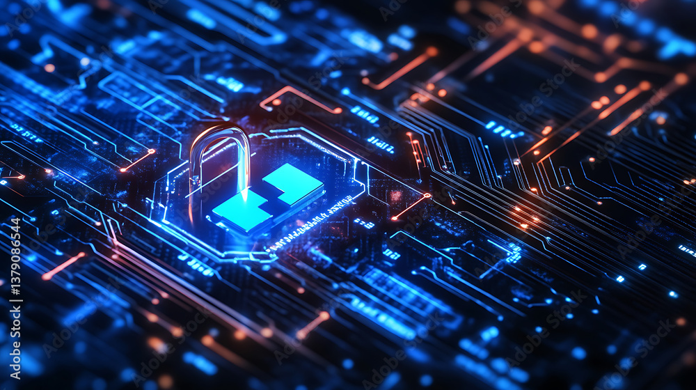Aufkleber cyber security and information protection concept with empty place