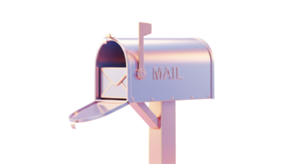 Isolated Open Mailbox with Letter in Pale Pink