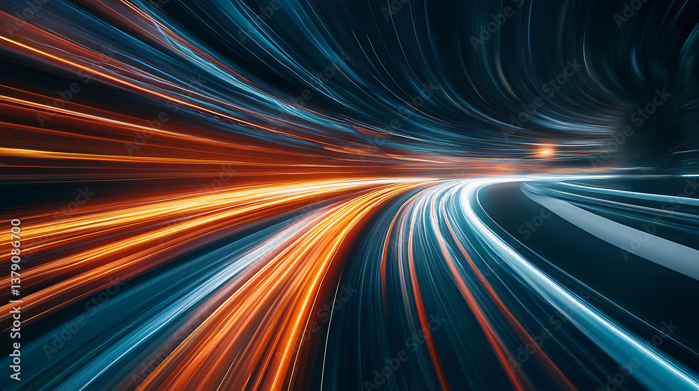 Aufkleber abstract long exposure dynamic speed light trails background