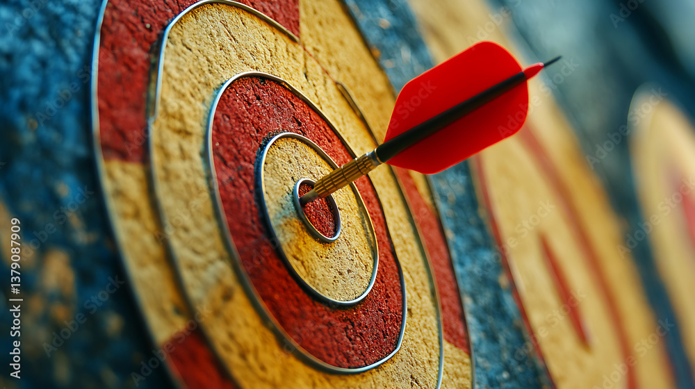 Aufkleber Dart arrow on dart board background hitting target concept