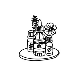 Holistic Line Icons essential oil bottles outline 