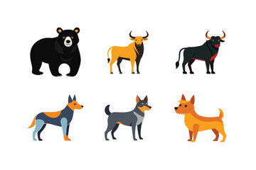 vector set 6 different of animals