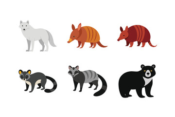 vector set 6 different of animals
