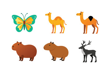 vector set 6 different of animals