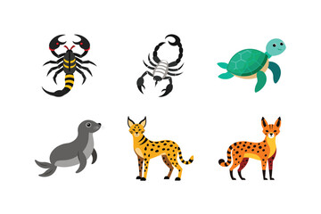 Fototapeta premium vector set 6 different of animals
