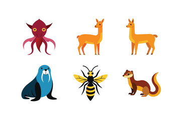 Obraz premium vector set 6 different of animals