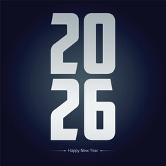 Happy new year 2026 design with colorful truncated number illustrations.