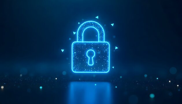 lock on digital background- Futuristic Cyber Security Illustration with Blockchain and Encryption Elements