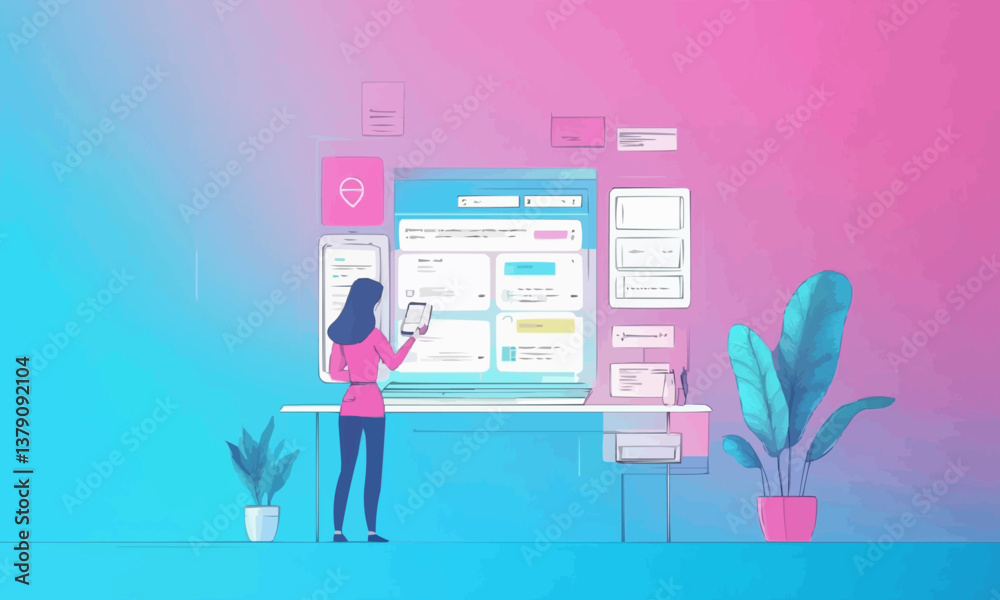 Poster ux graphic designer creative sketch planning application process development prototype wireframe for