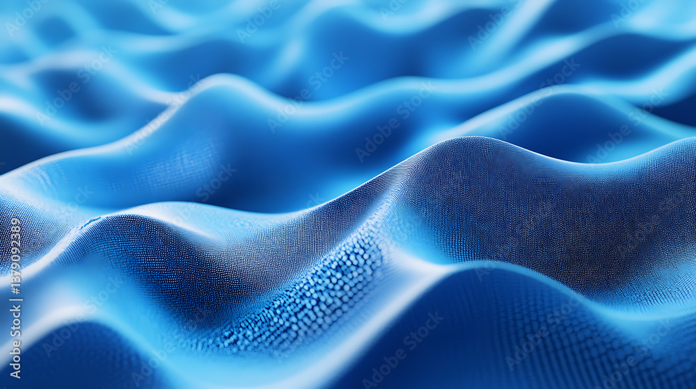 Poster abstract wide blue digital wave backdrop, 3d rendering