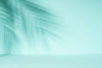 Art abstract background with palm shadows at blue.