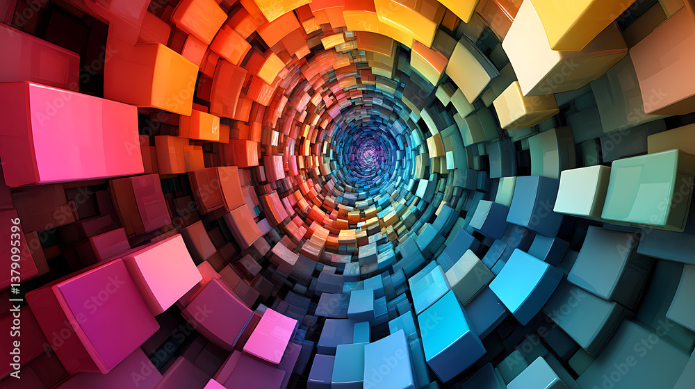 Poster an abstract swirl of colored squares