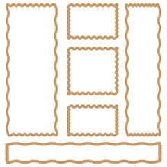 Zig zag edge square and rectangle shape collection. Black grunge jagged square frames. Vector torn paper sheet for sticker, collage, banner. Ripped shapes silhouettes on transparent background.