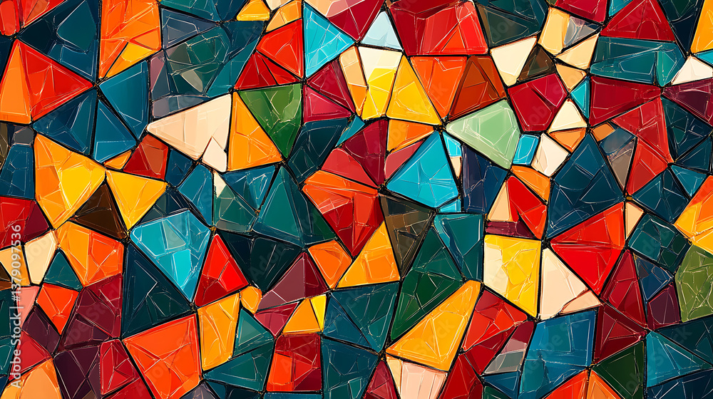 Aufkleber Simple seamless geometric pattern, abstract colorful geometric pattern, seamless geometric pattern with triangles, geometric background, abstract geometric background