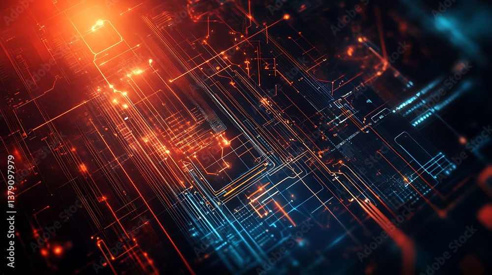Poster An electro engineering background with grid lines and electronics symbols