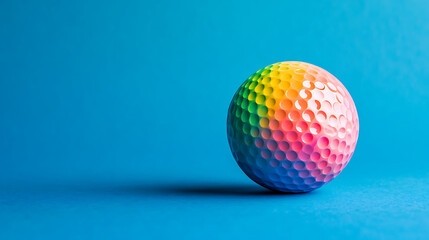 An image of a colorful golf ball on a blue background