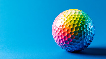 An image of a colorful golf ball on a blue background
