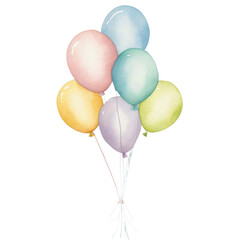 colorful balloons isolated on white bg png watercolor