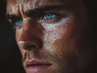 Obraz premium Emotional Expression of Sadness With Tearful Gaze