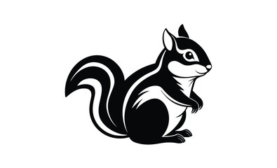 Black and white chipmunk silhouette