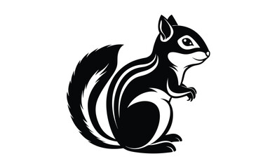 Black and white chipmunk silhouette